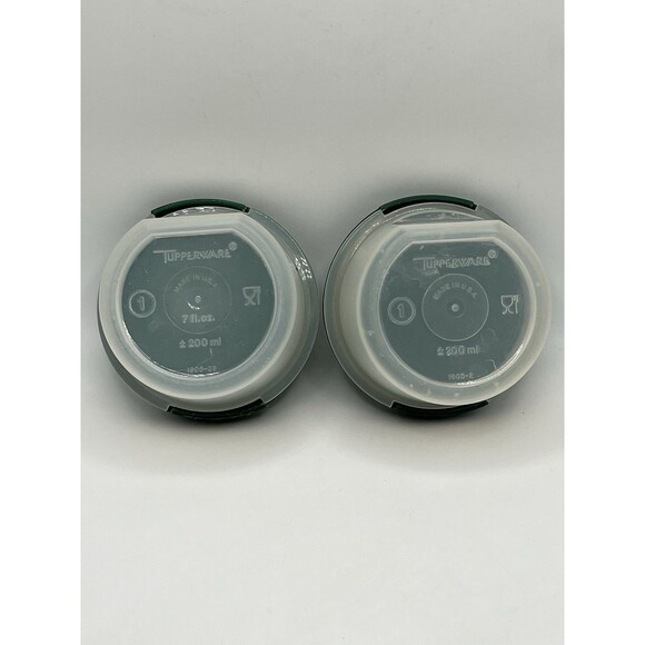 2 Tupperware Modular Mates 7 oz Containers 1605 with Green Lids USA Used Bundle - Picture 5 of 5